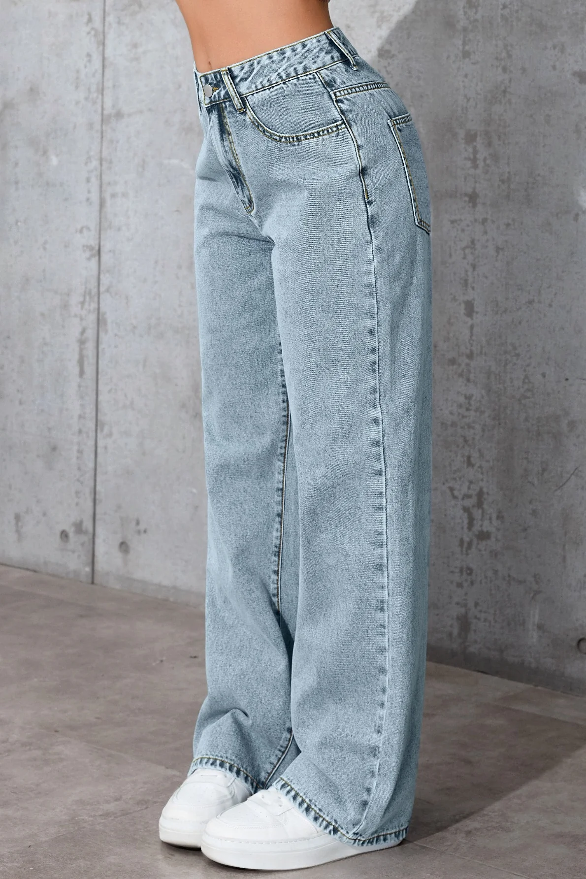 Casual High Waist Relaxed Straight Leg Jeans - Image 12