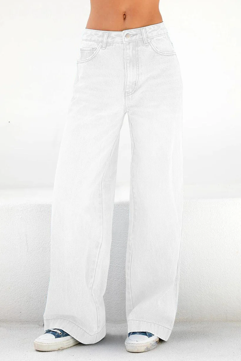 Casual High Waist Washed Straight Jeans - Image 6