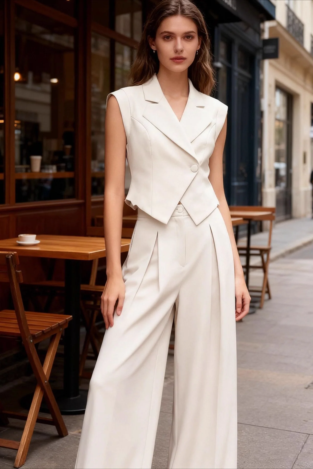 Casual Sleeveless Two Piece Vest Pants Set