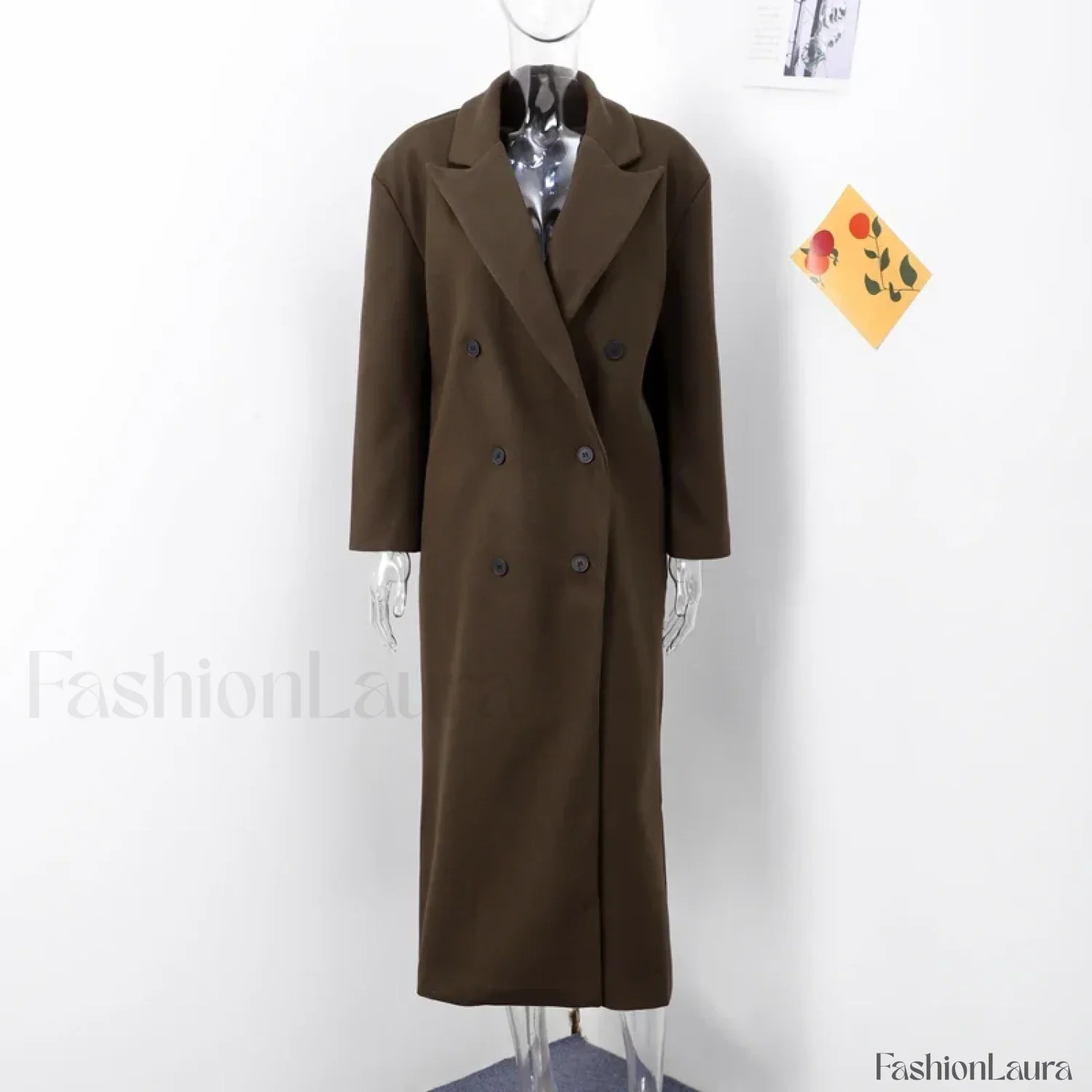 Casual Solid Double-Breasted Long Overcoats - Image 13