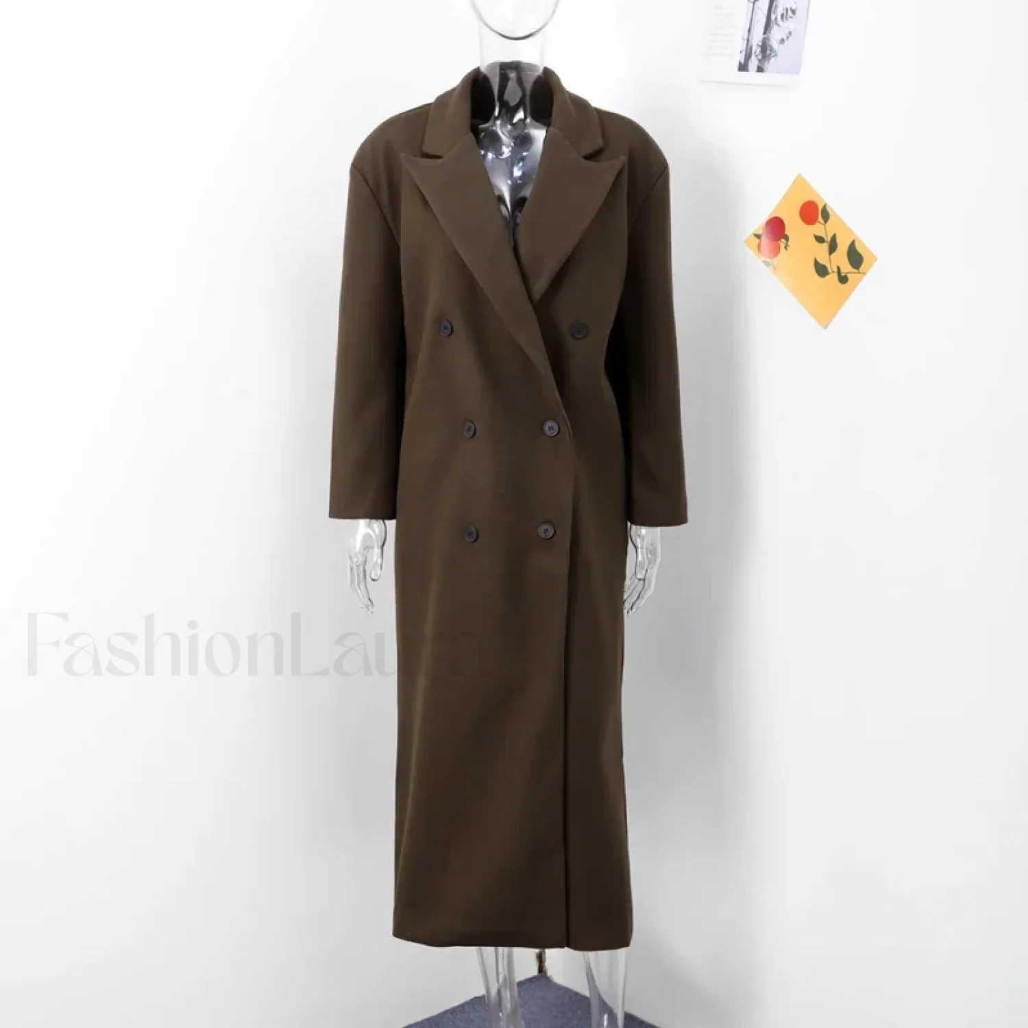 Casual Solid Double-Breasted Long Overcoats - Image 7