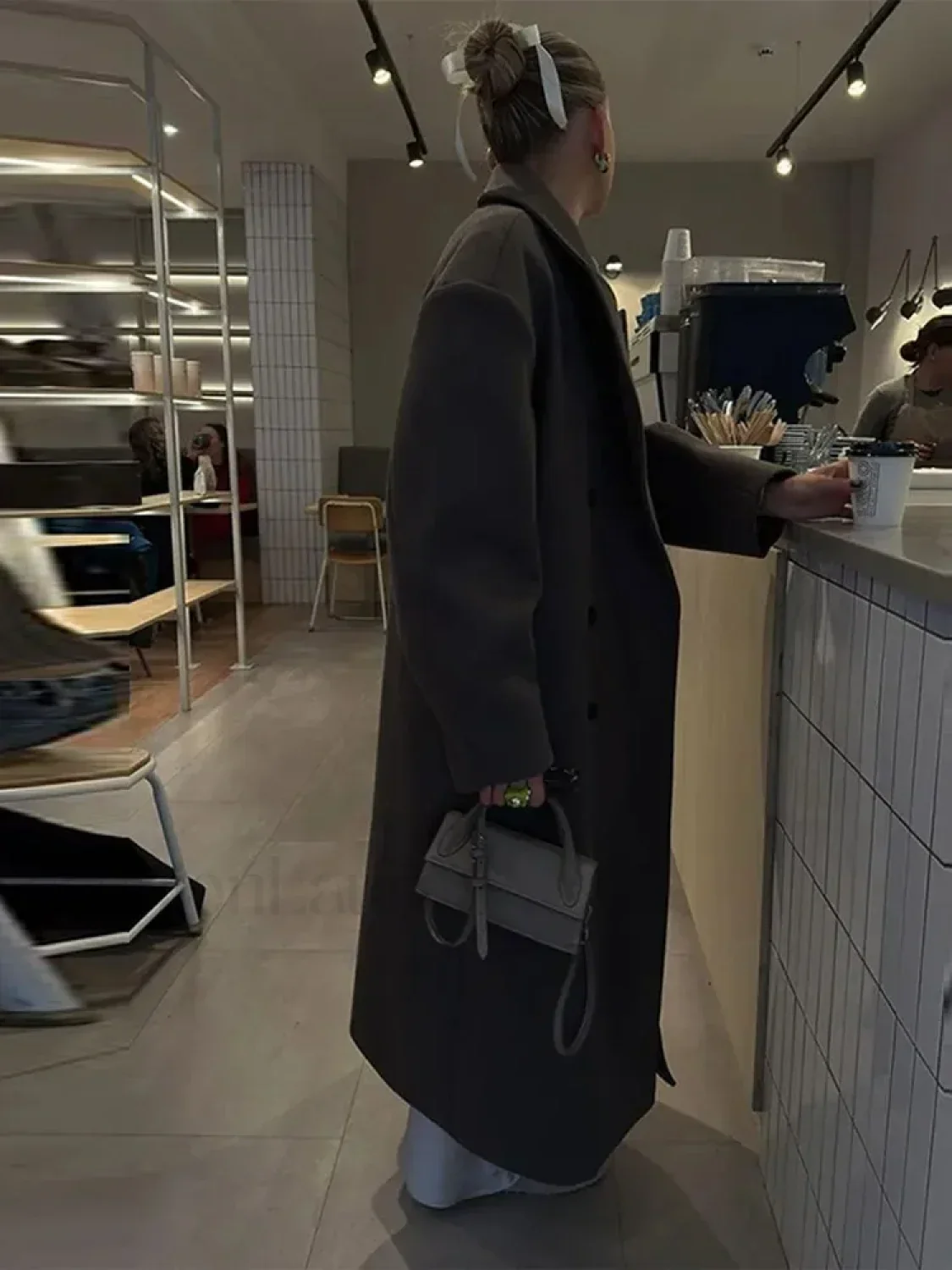 Casual Solid Double-Breasted Long Overcoats - Image 9