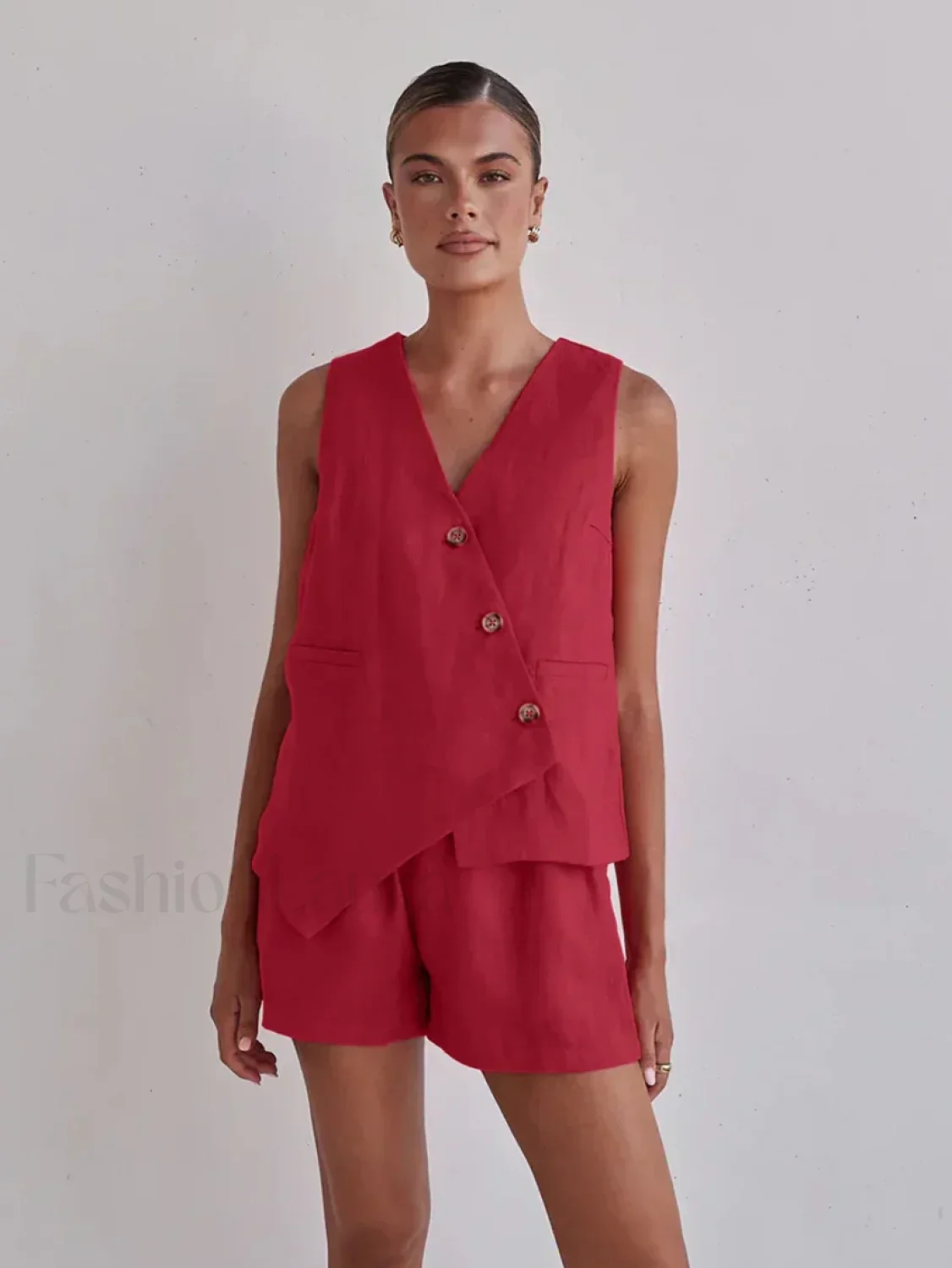 Casual Spaghetti Strap Crop Shorts Two Piece Set