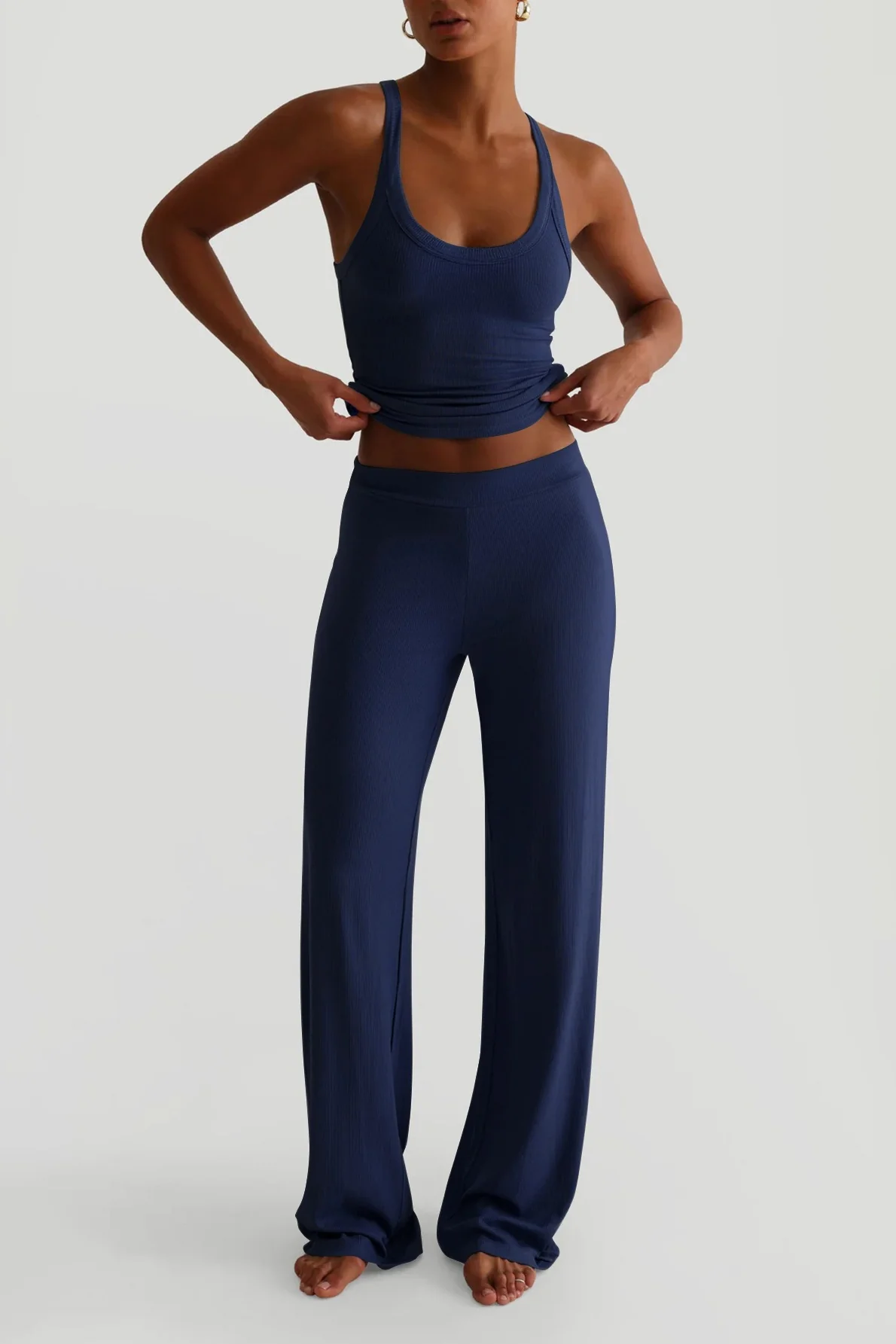 Casual Sporty Tank Top Palazzo Pants Set - Image 2