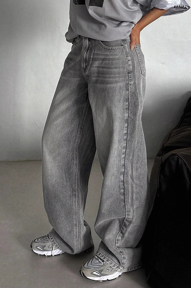 Casual Vintage High Waist Relaxed Straight Jeans - Image 2