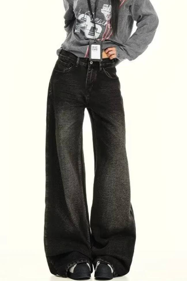 Casual Washed Distressed Relaxed Straight Jeans - Image 4