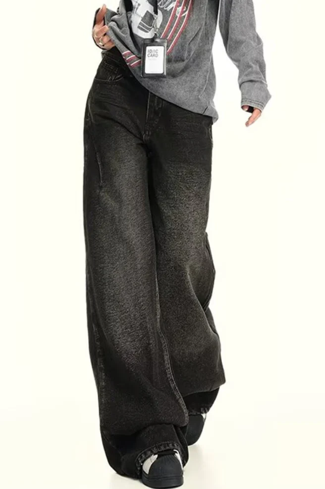 Casual Washed Distressed Relaxed Straight Jeans - Image 5