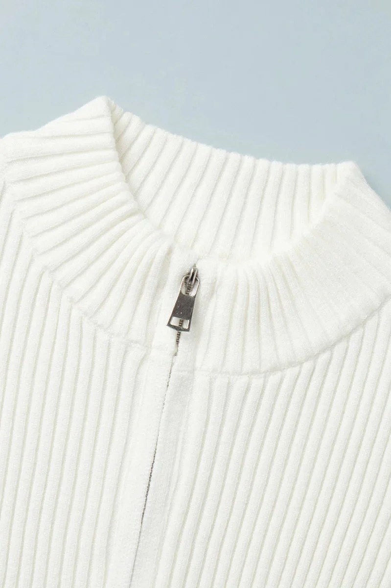 Casual Zip Front Knit Cardigan - Image 12