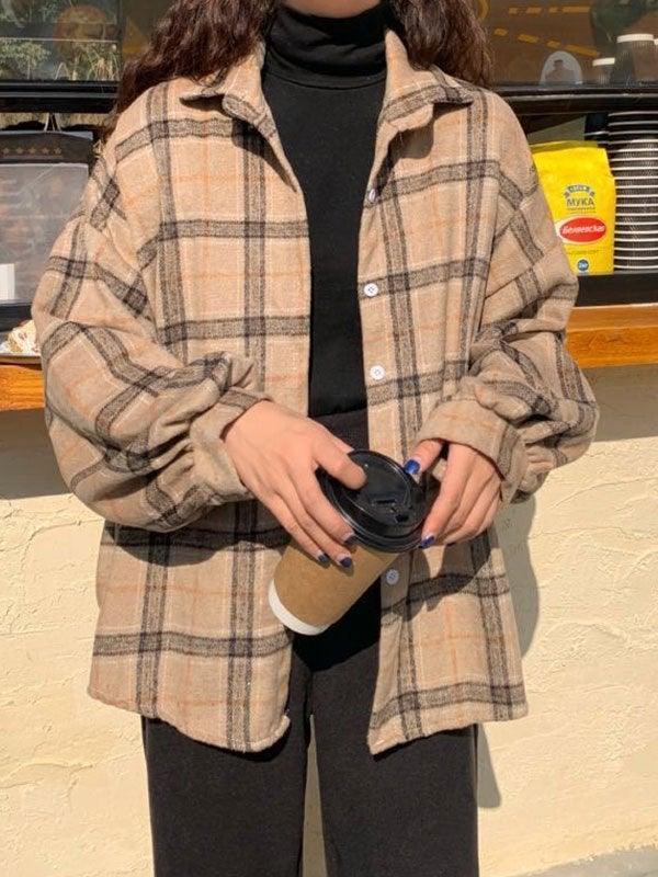 Checkered Print Button Blouse - Image 14