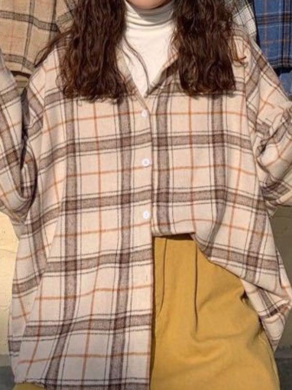 Checkered Print Button Blouse - Image 30