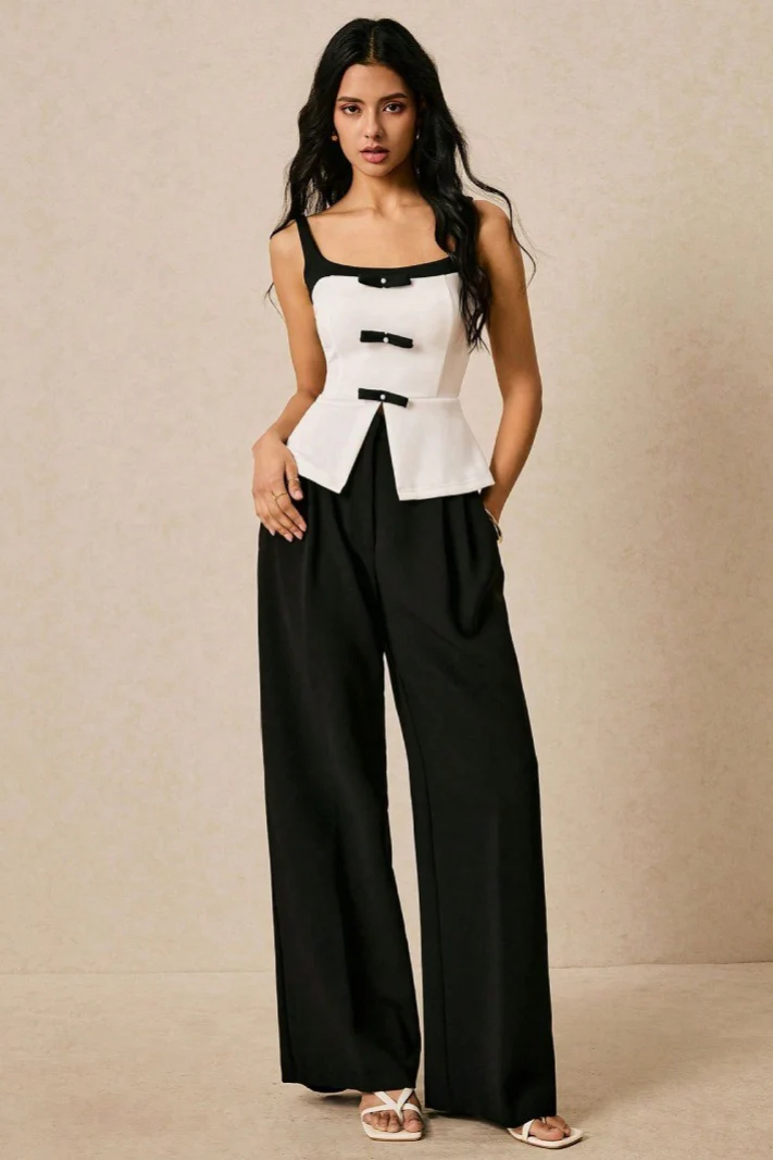 Chic Contrast Waist Sleeveless Tank Top - Image 4