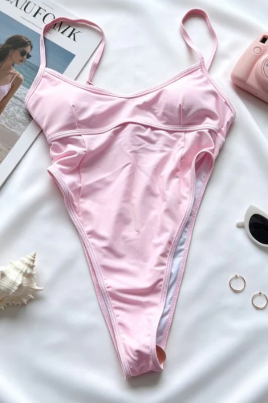 Halter Backless High Leg One Piece Swimwear - Image 4
