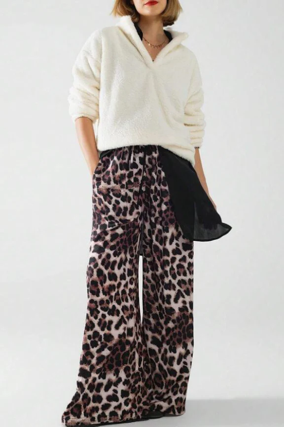 Chic Leopard Print Relaxed Wide Leg Pants - Image 9
