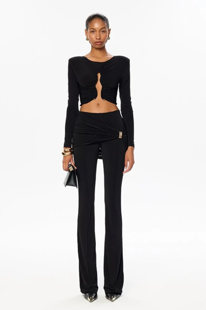 Chic Ruched Bodycon Top Pants Set - Image 6