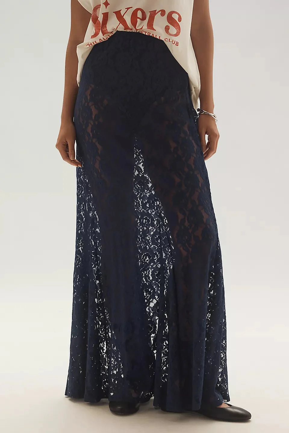 Chic Sheer Embroidered Lace Maxi Skirt - Image 5