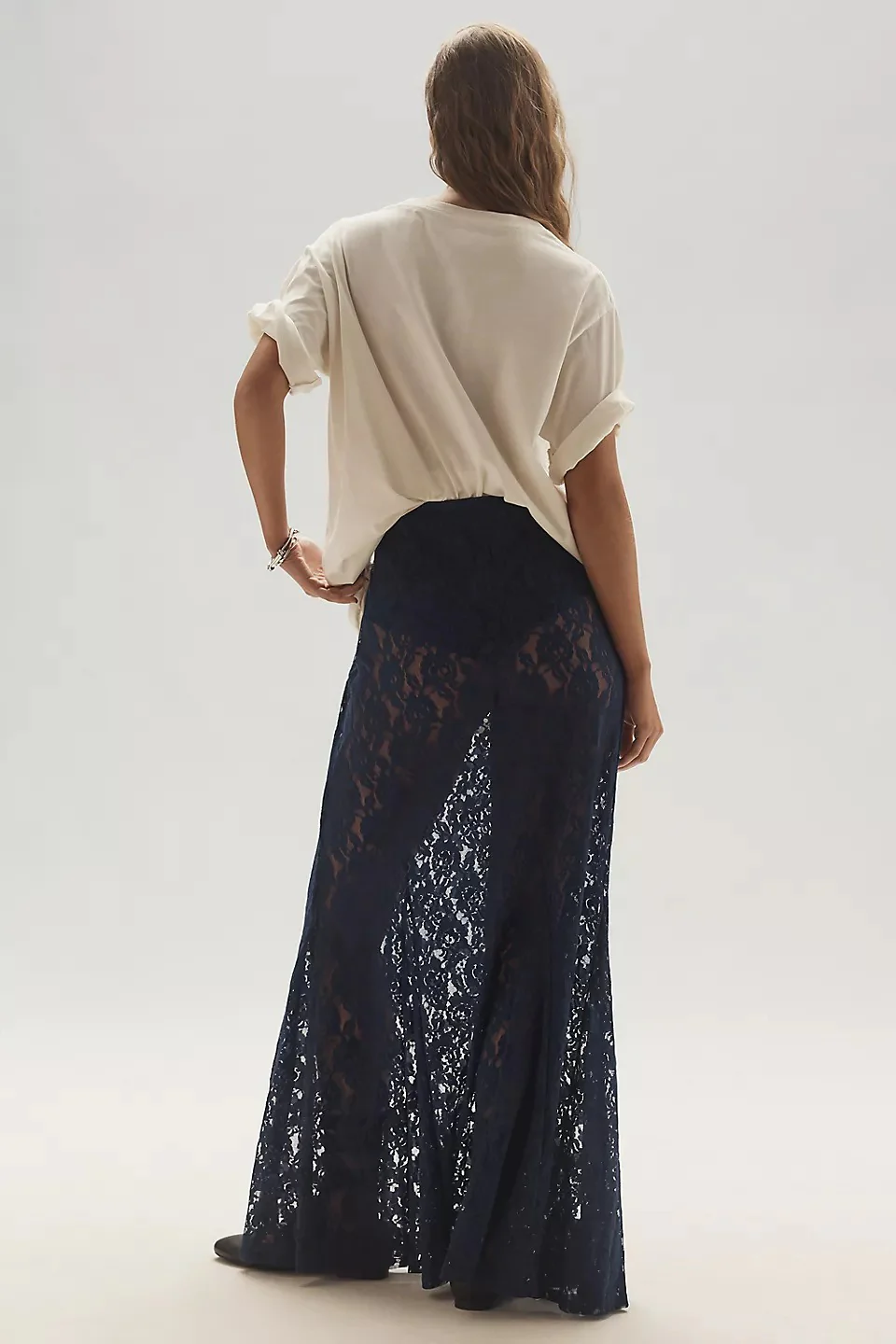 Chic Sheer Embroidered Lace Maxi Skirt - Image 8