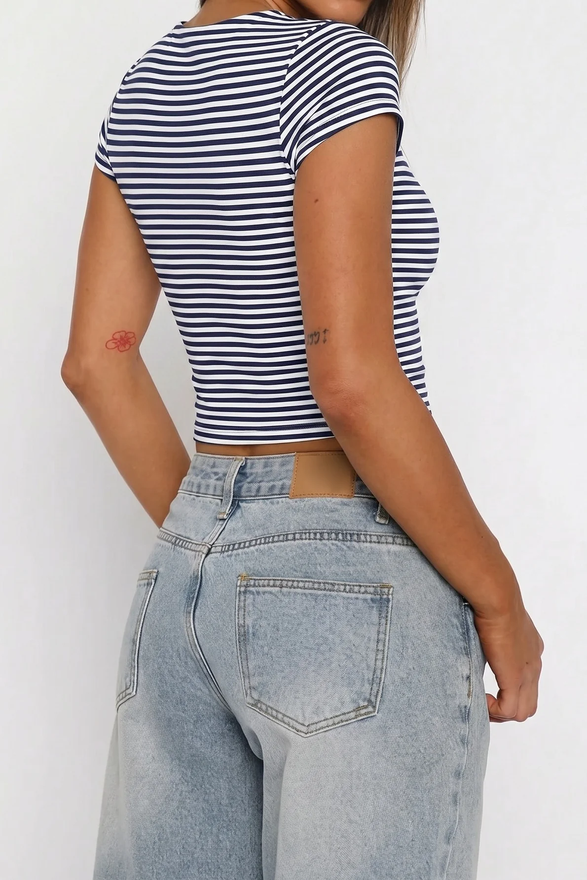 Chic Striped Square Neck Bodycon Tee - Image 5
