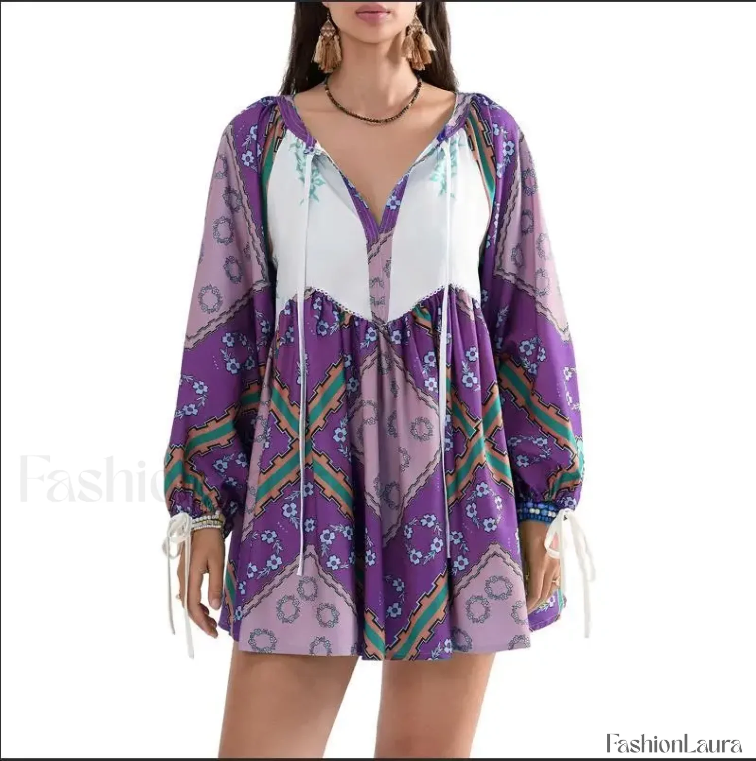 Chiffon Floral Tunic Boho Dress - Image 13