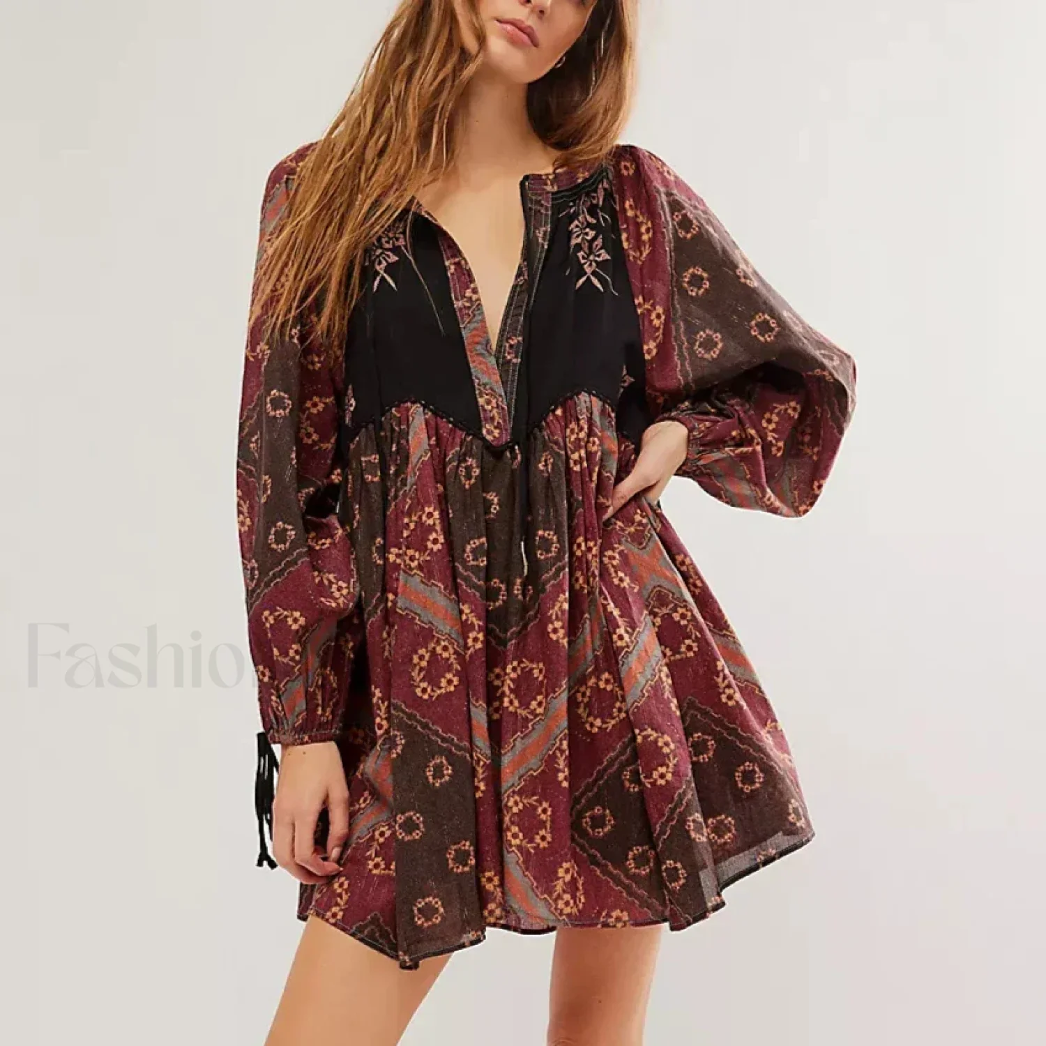 Chiffon Floral Tunic Boho Dress - Image 2