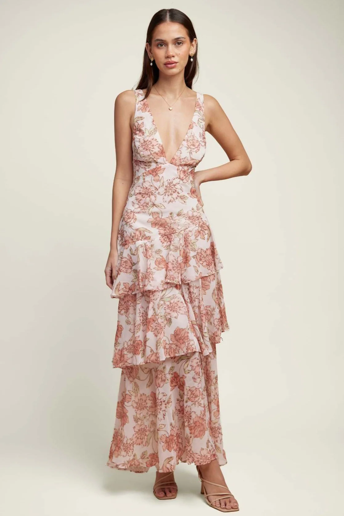 Chiffon Halter Slim Ruffle Maxi Floral Dress - Image 10