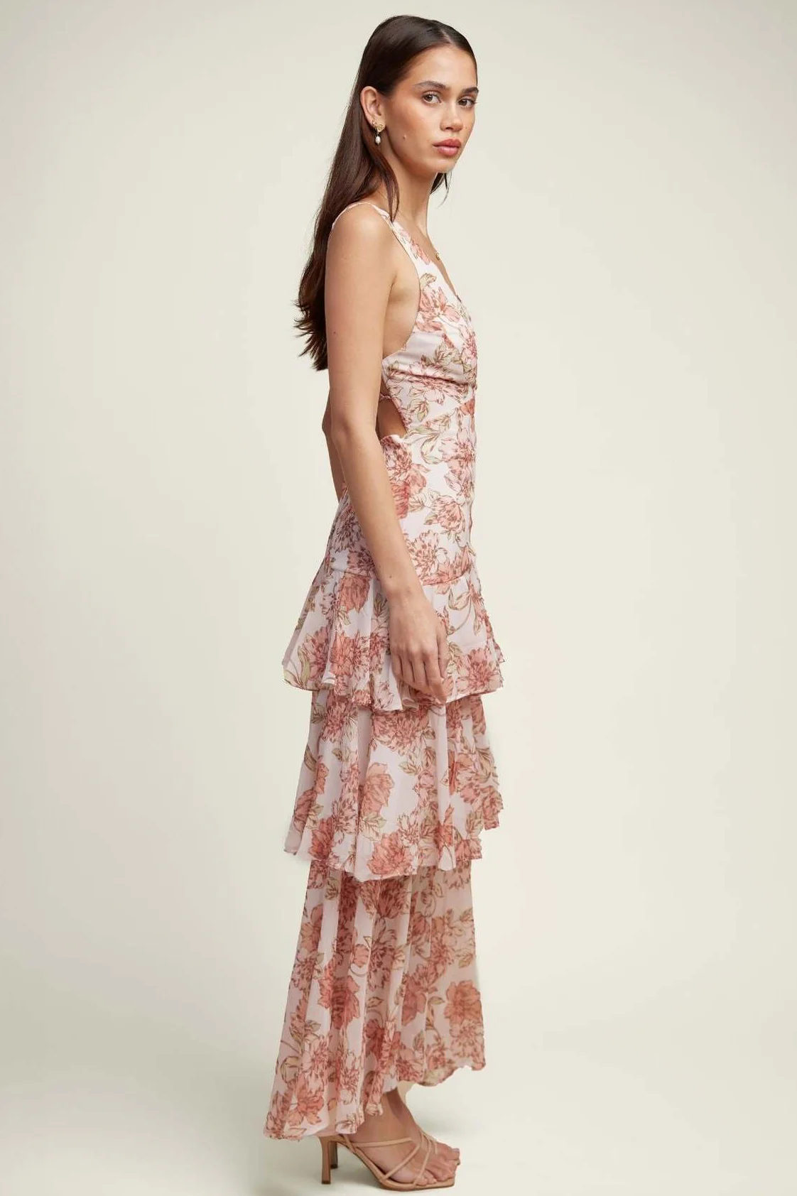 Chiffon Halter Slim Ruffle Maxi Floral Dress - Image 11