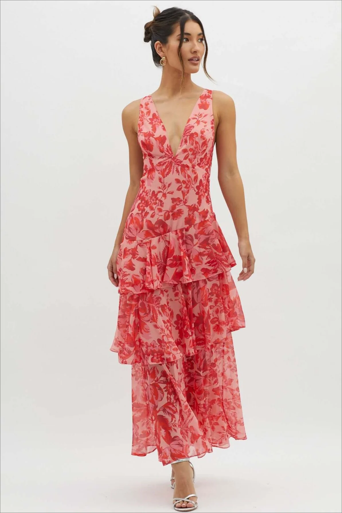 Chiffon Halter Slim Ruffle Maxi Floral Dress - Image 6