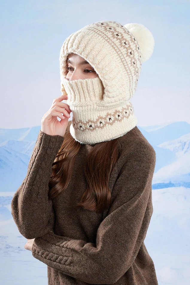 Chunky Knit Balaclava Scarf with Hat - Image 3
