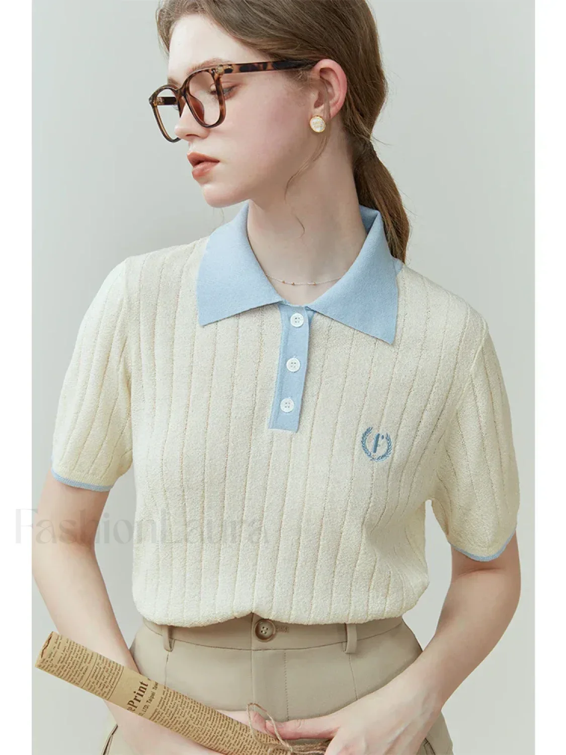 College Style Color Matching T-Shirt - Image 4