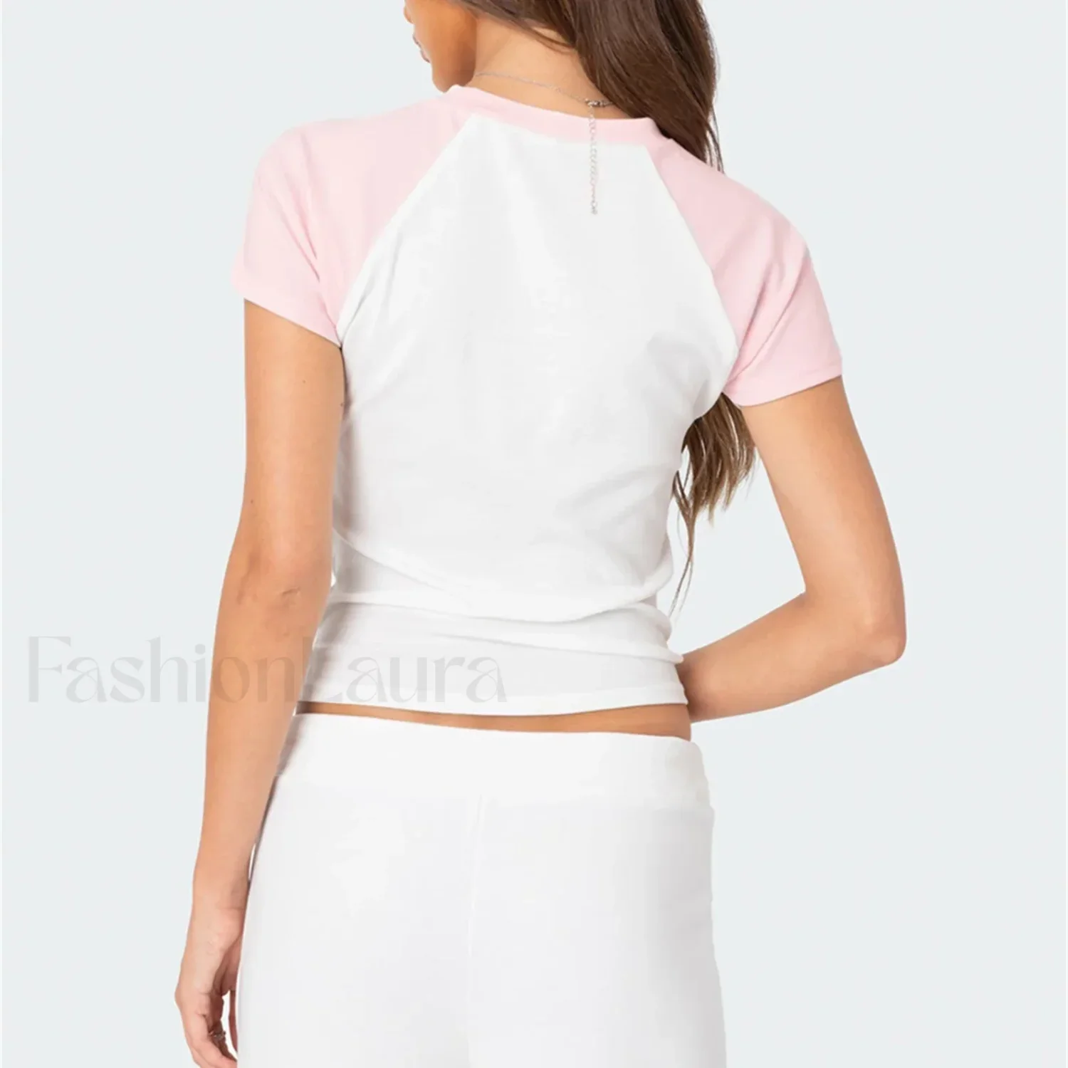 Color Matching Striped Raglan T-Shirt - Image 3