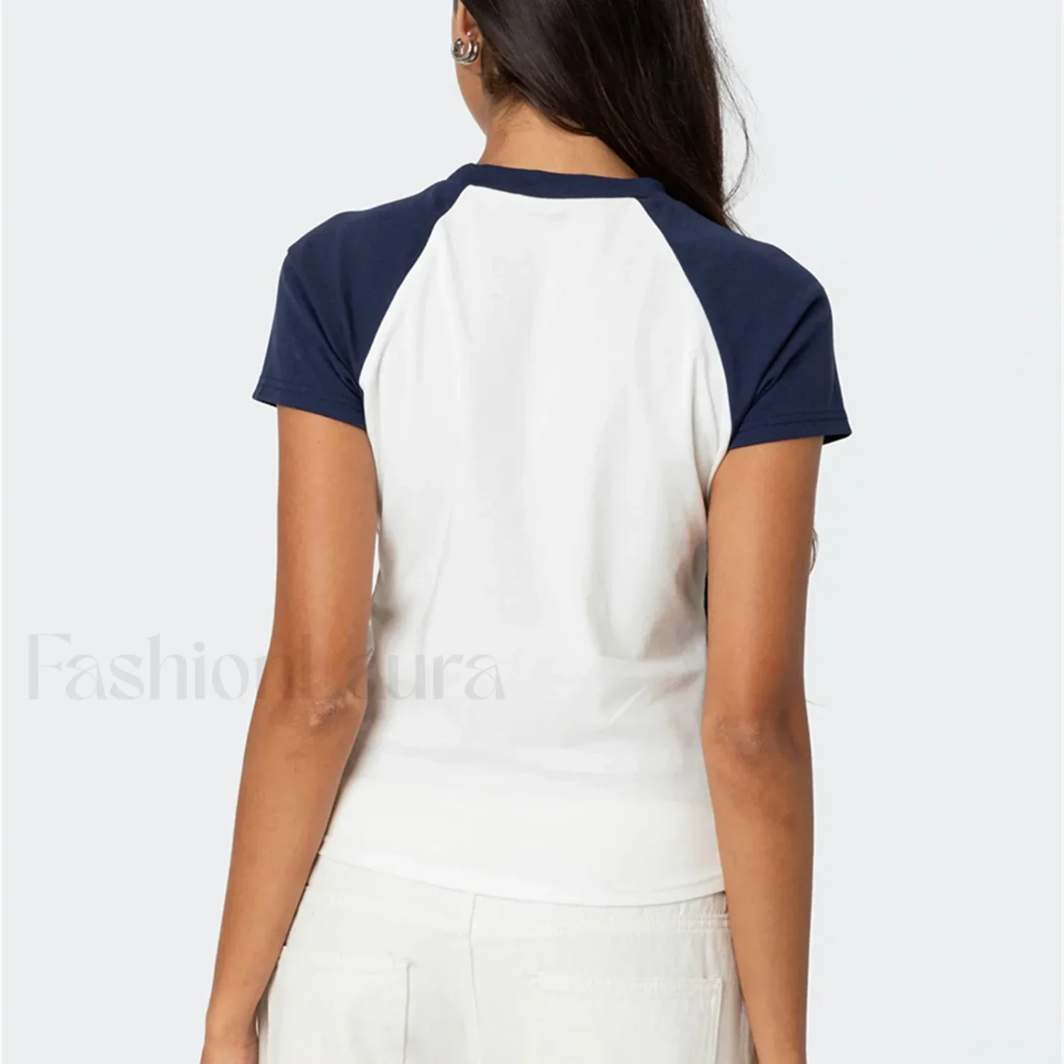 Color Matching Striped Raglan T-Shirt - Image 6