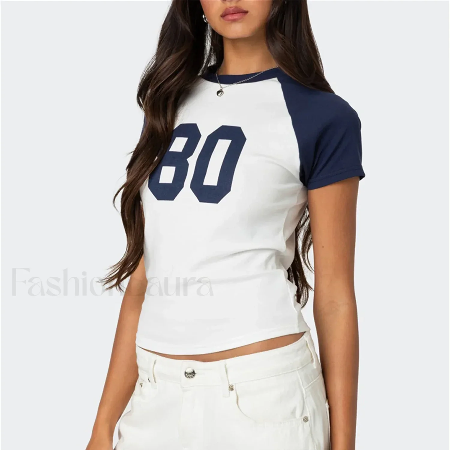 Color Matching Striped Raglan T-Shirt - Image 8