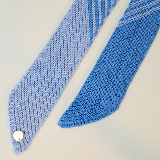 Colorblock Striped Knit Skinny Long Neck Tie Scarf - Image 9