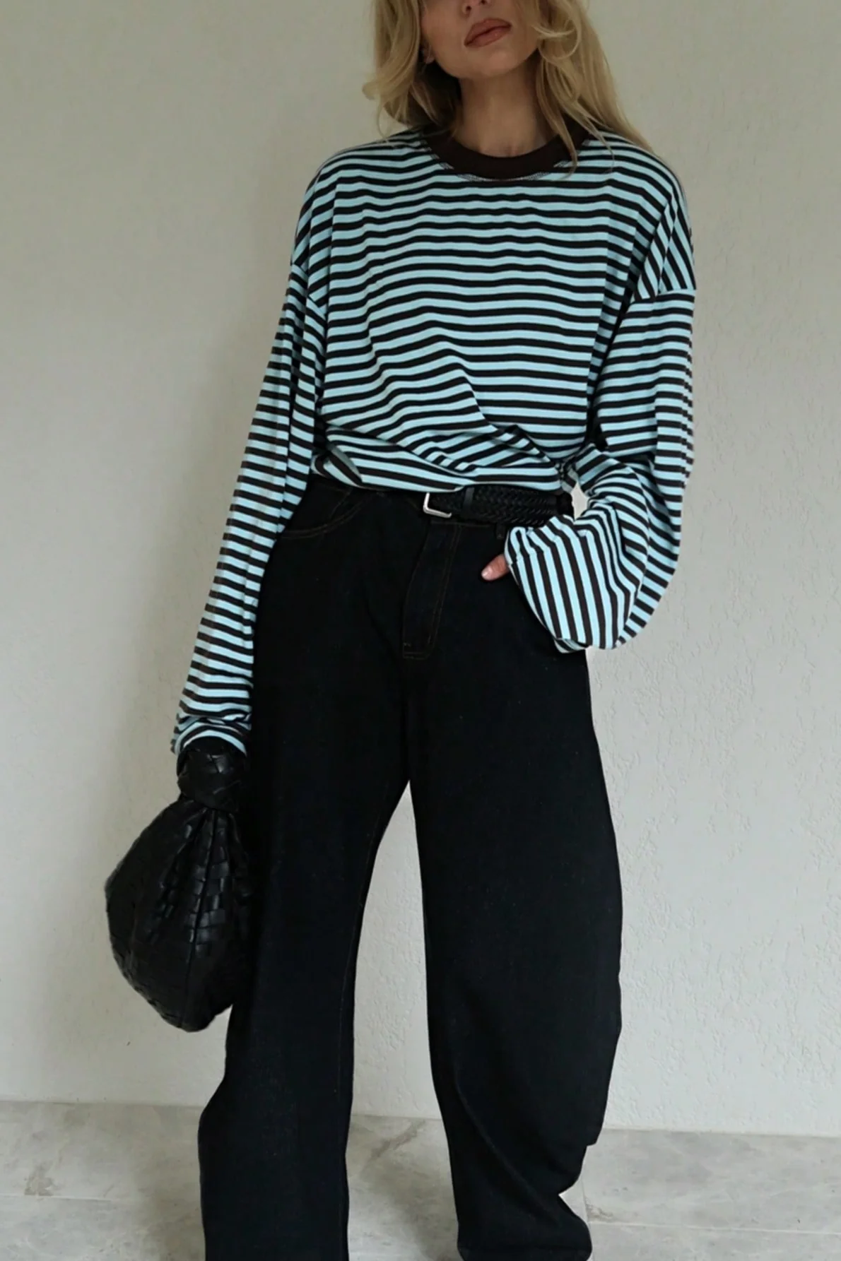 Colorblock Striped Relaxed Fit Long Sleeve Tee