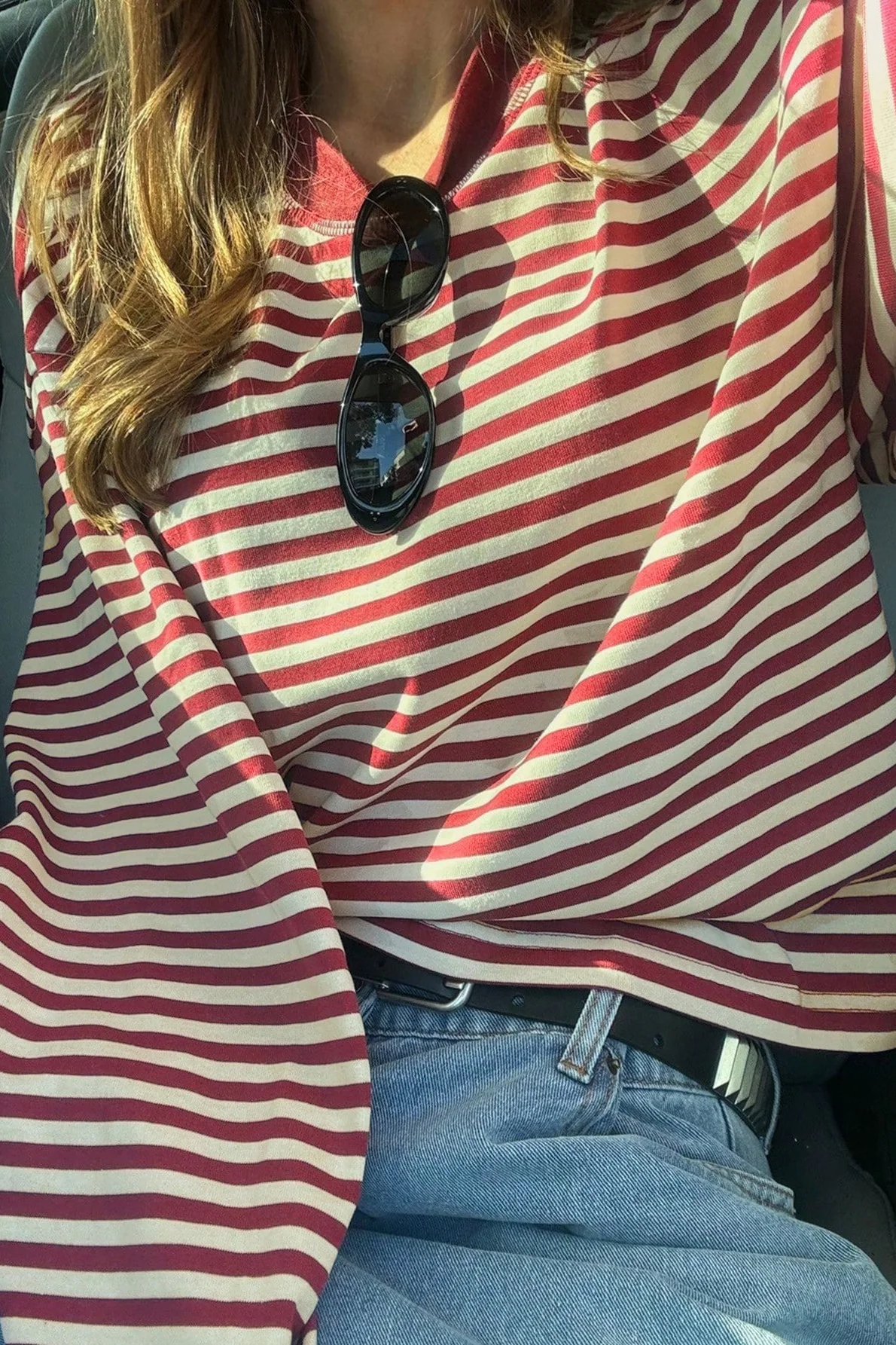 Colorblock Striped Relaxed Fit Long Sleeve Tee - Image 5