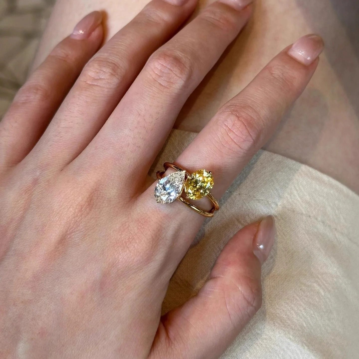 Colorfast Two Tone Diamond Index Ring - Image 4