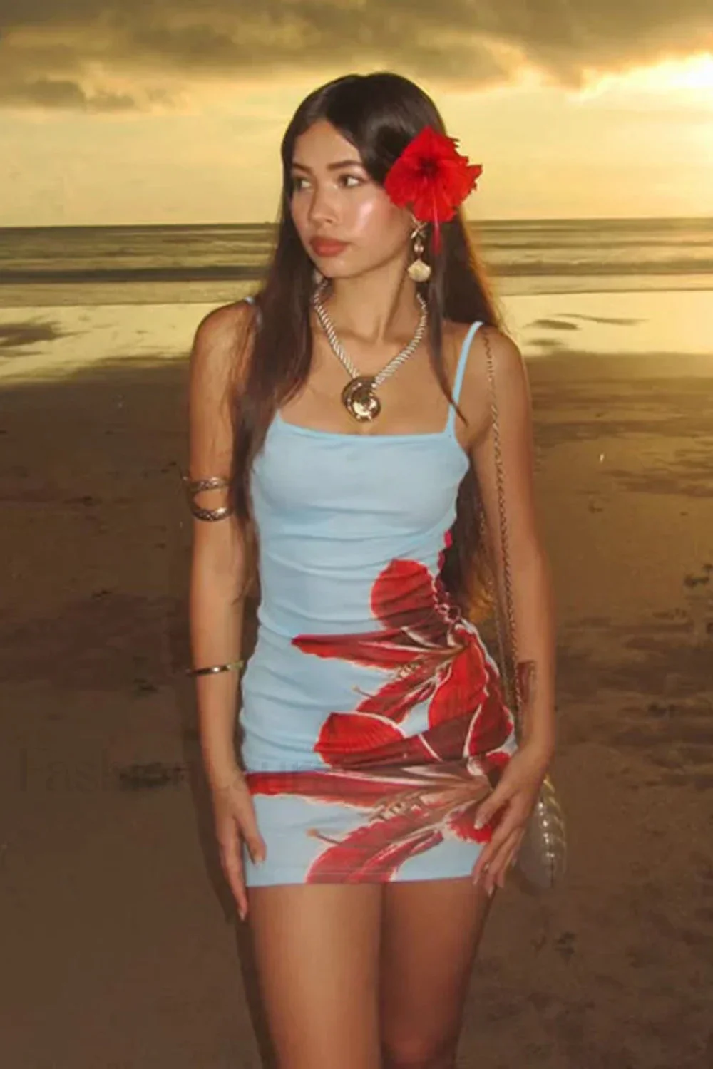 Colorful Printed Waist Slim Spice Girl Mini Dress - Image 11