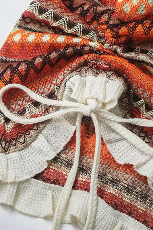 Colorful Strappy Knit Boho Dress - Image 29