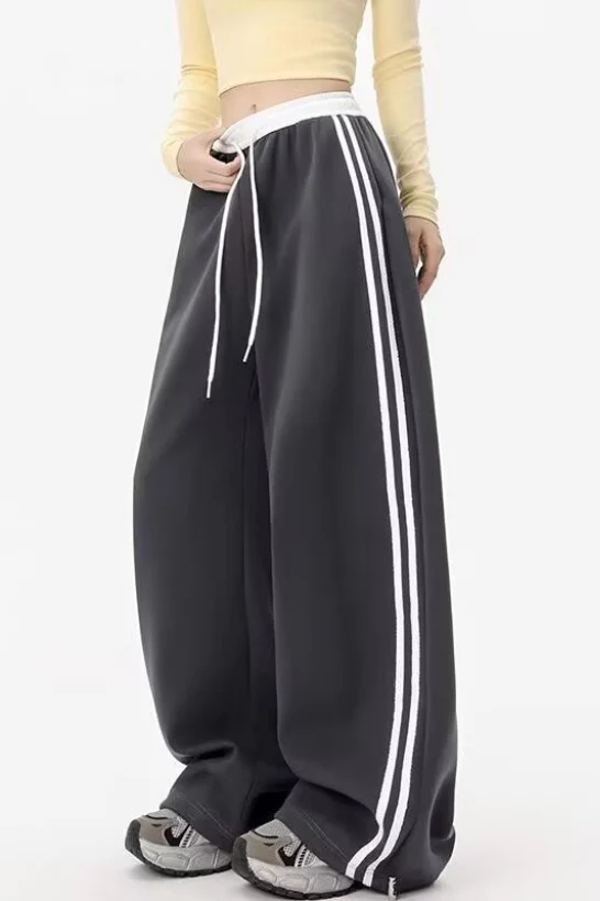 Contrast High Waist Athletic Fluid Wide Leg Pants - Image 9