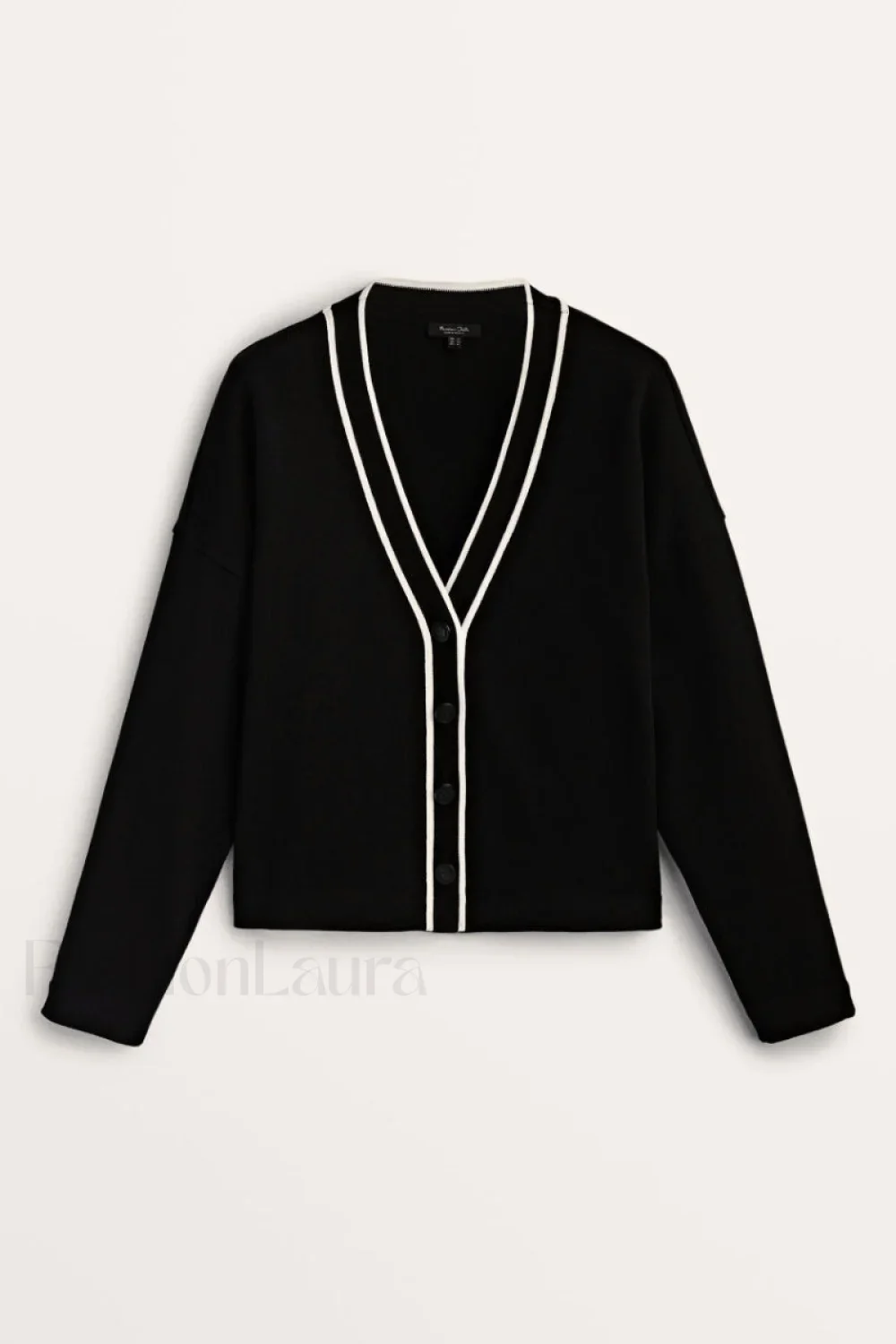 Contrast Knit College Cardigan - Image 5