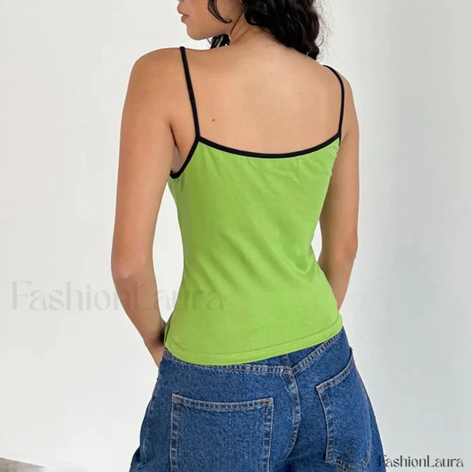 Contrast Spaghetti Strap Crop Top - Image 29