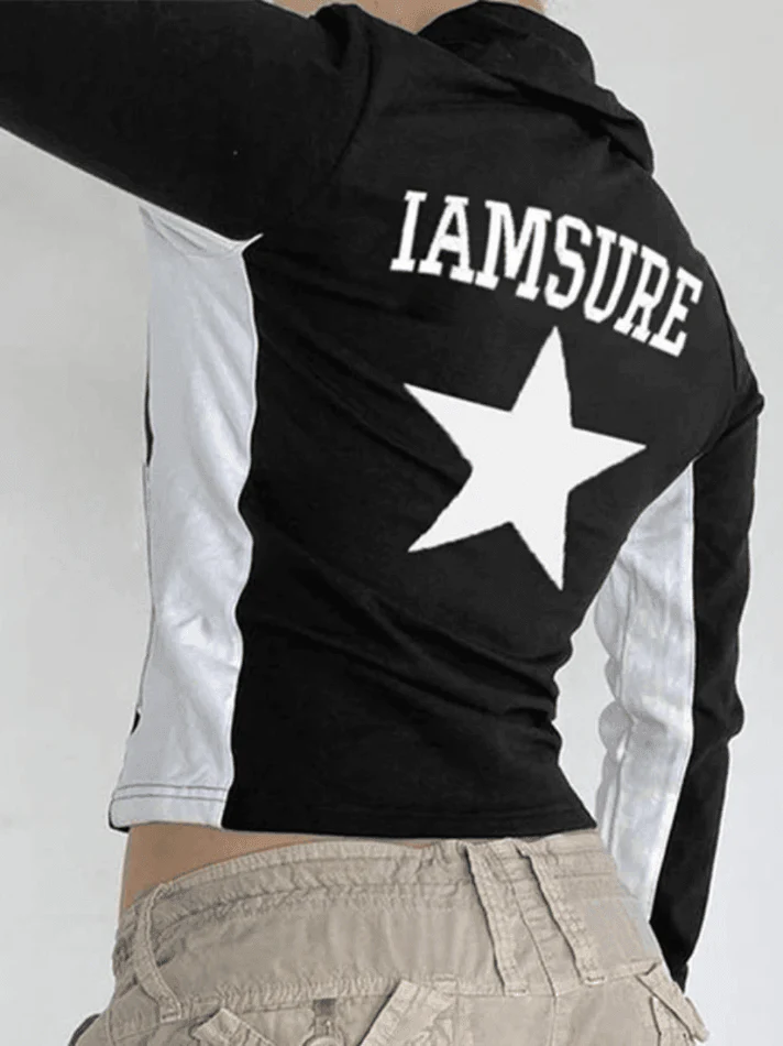 Contrast Star Print Zip-Up Jacket - Image 3