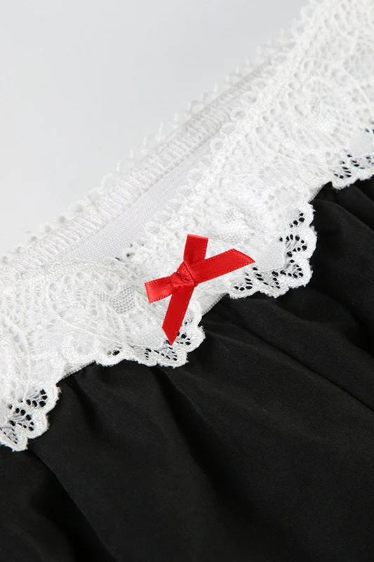 Contrast Waist Lace Trim Relaxed Long Pants - Image 7