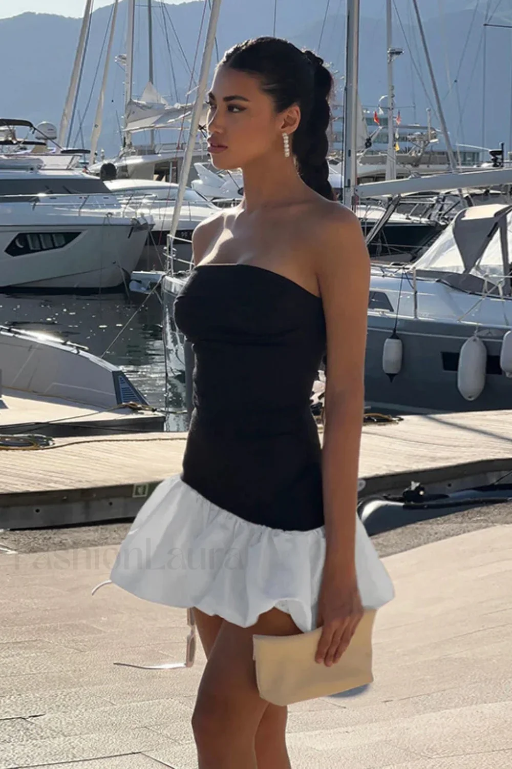 Contrasting Color Slim Fit Tube Top Mini Dress - Image 8