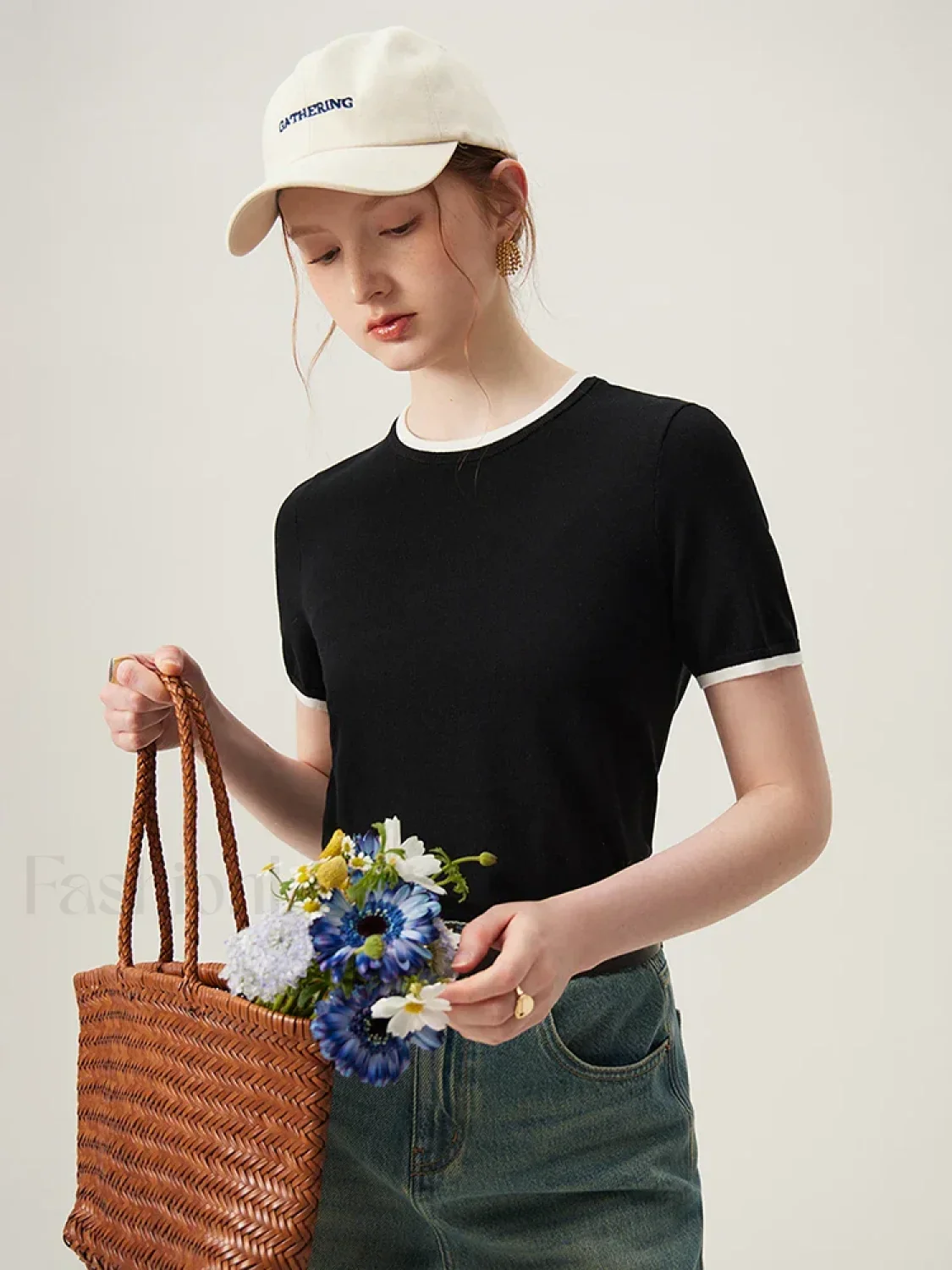 Contrasting Woolen Lyocell Knit T-Shirt - Image 4