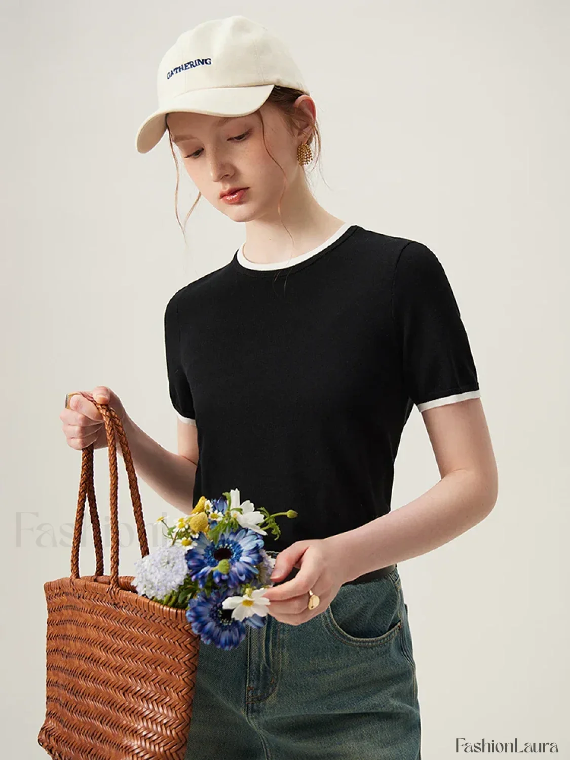 Contrasting Woolen Lyocell Knit T-Shirt - Image 9