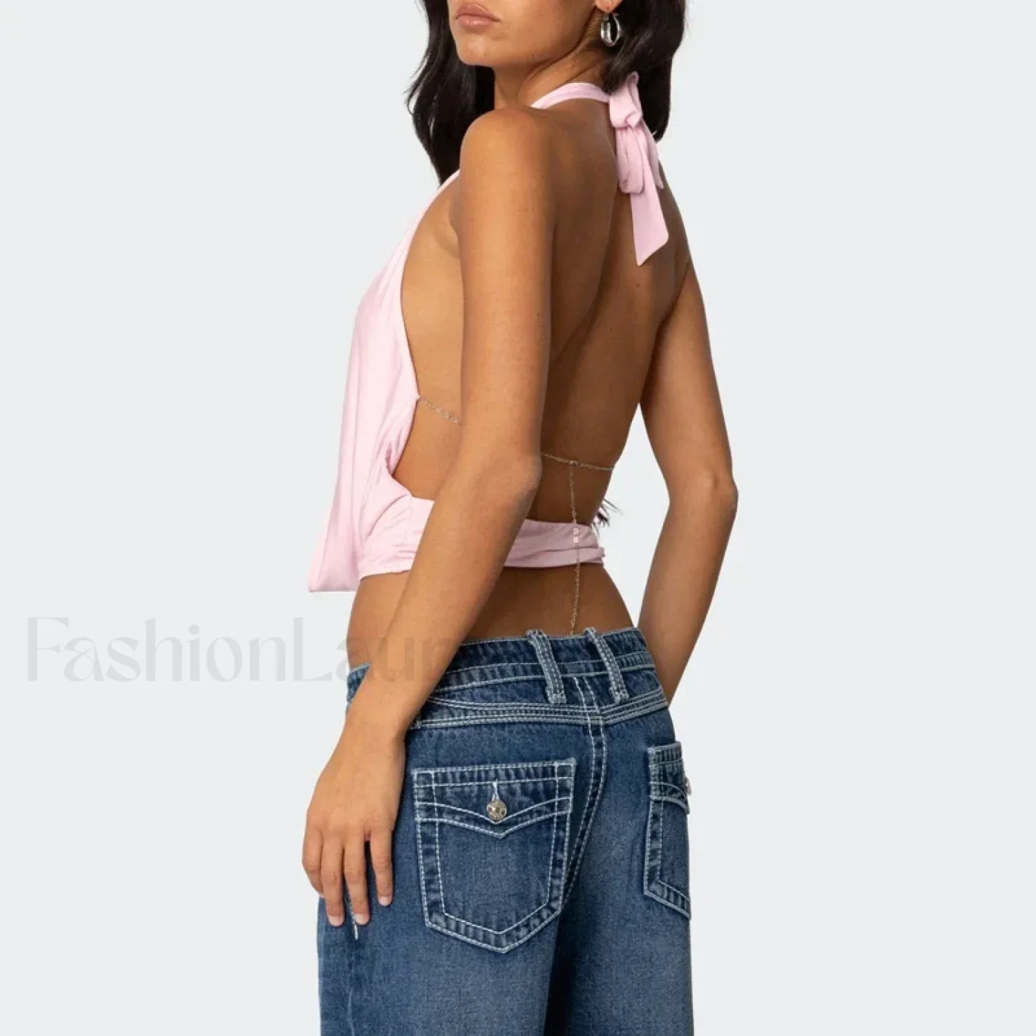 Coquette Deep V-Backless Crop Top - Image 13