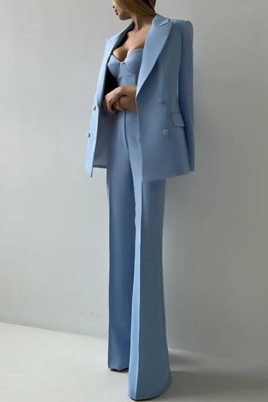 Corset Style Three Piece Blazer Pants Set - Image 4