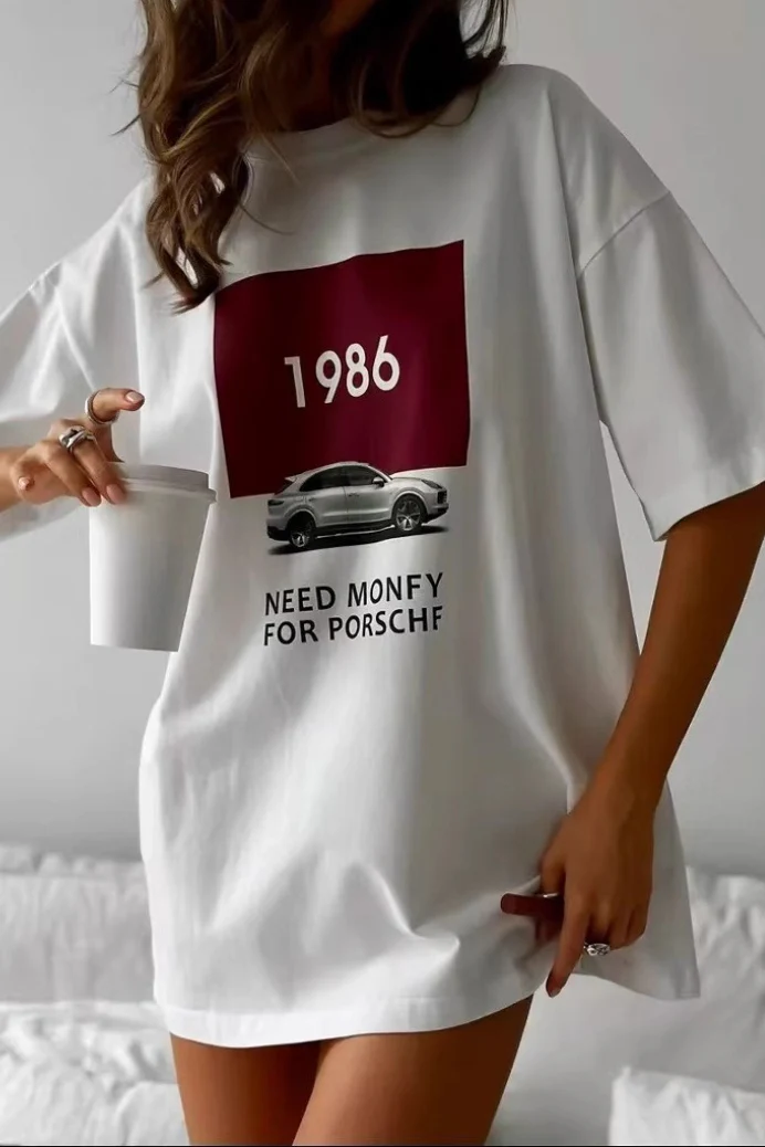 Cotton Graphic Print Loose Fit Short Sleeve Tee - Image 2