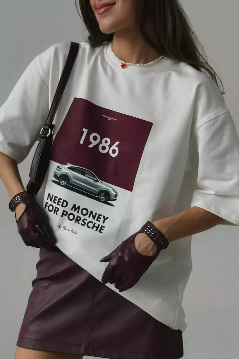Cotton Graphic Print Loose Fit Short Sleeve Tee - Image 6