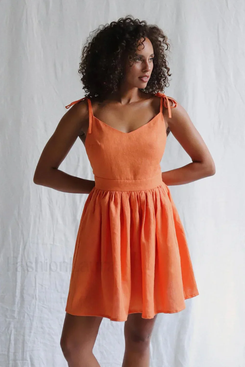 Cotton Halter High Waist Strappy Mini Dress - Image 17